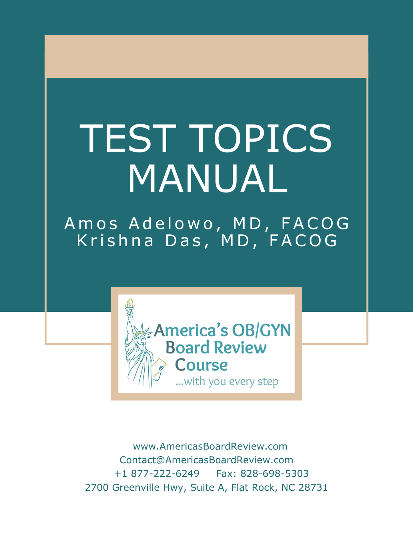 Test Topics Manual for AOBOG Exam Candidates